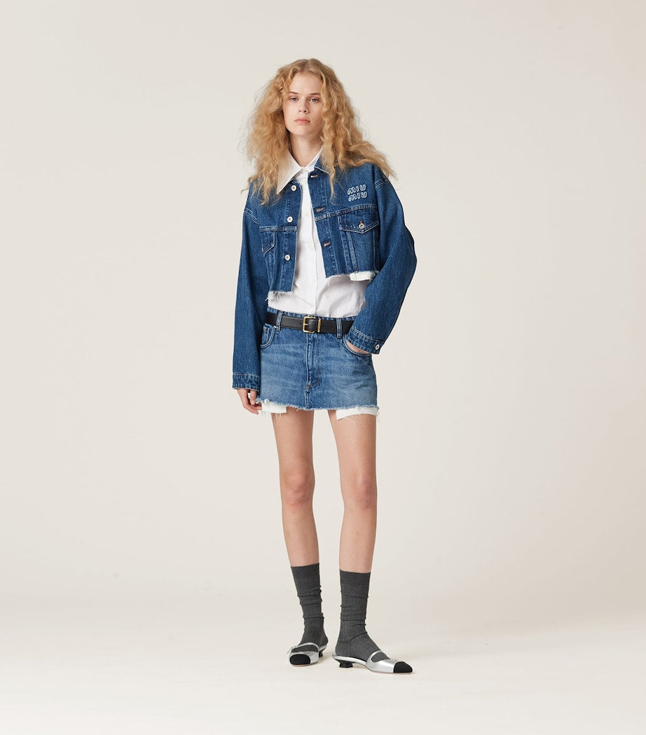 Miu Miu Blue Cropped Denim Jacket