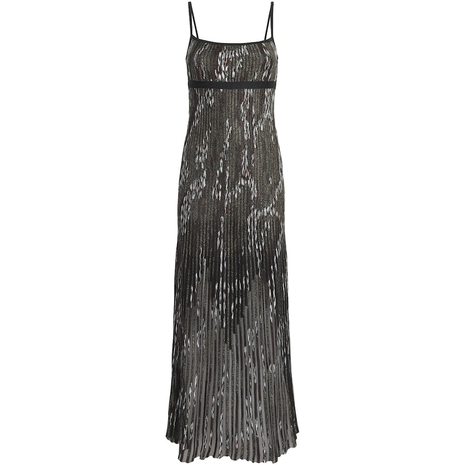 Missoni Black Metallic Ribbed Maxi Dress