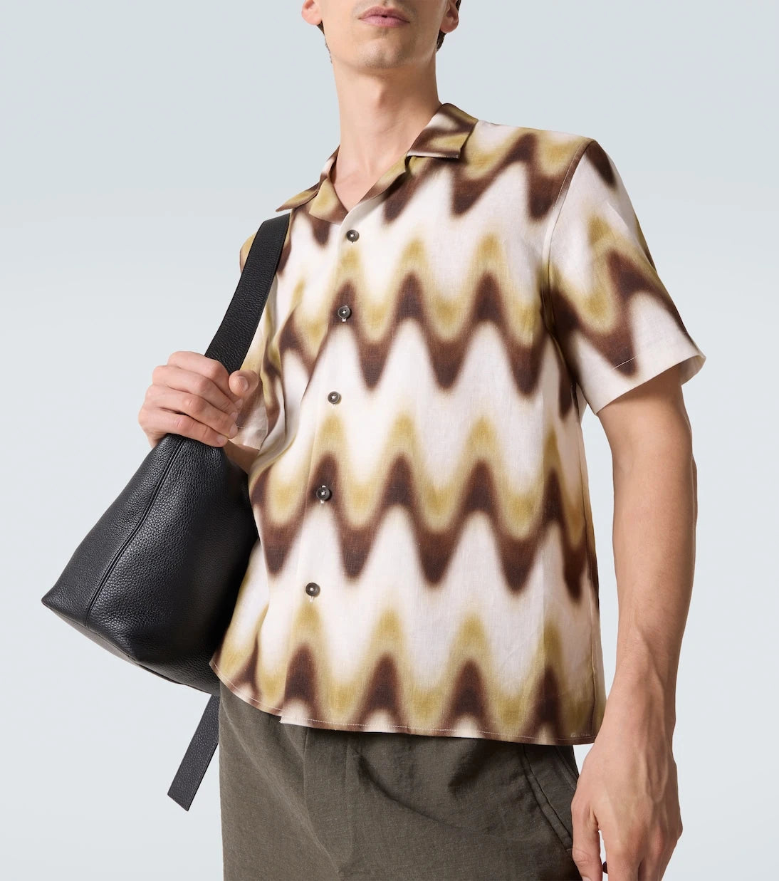 Commas - Printed linen bowling shirt
