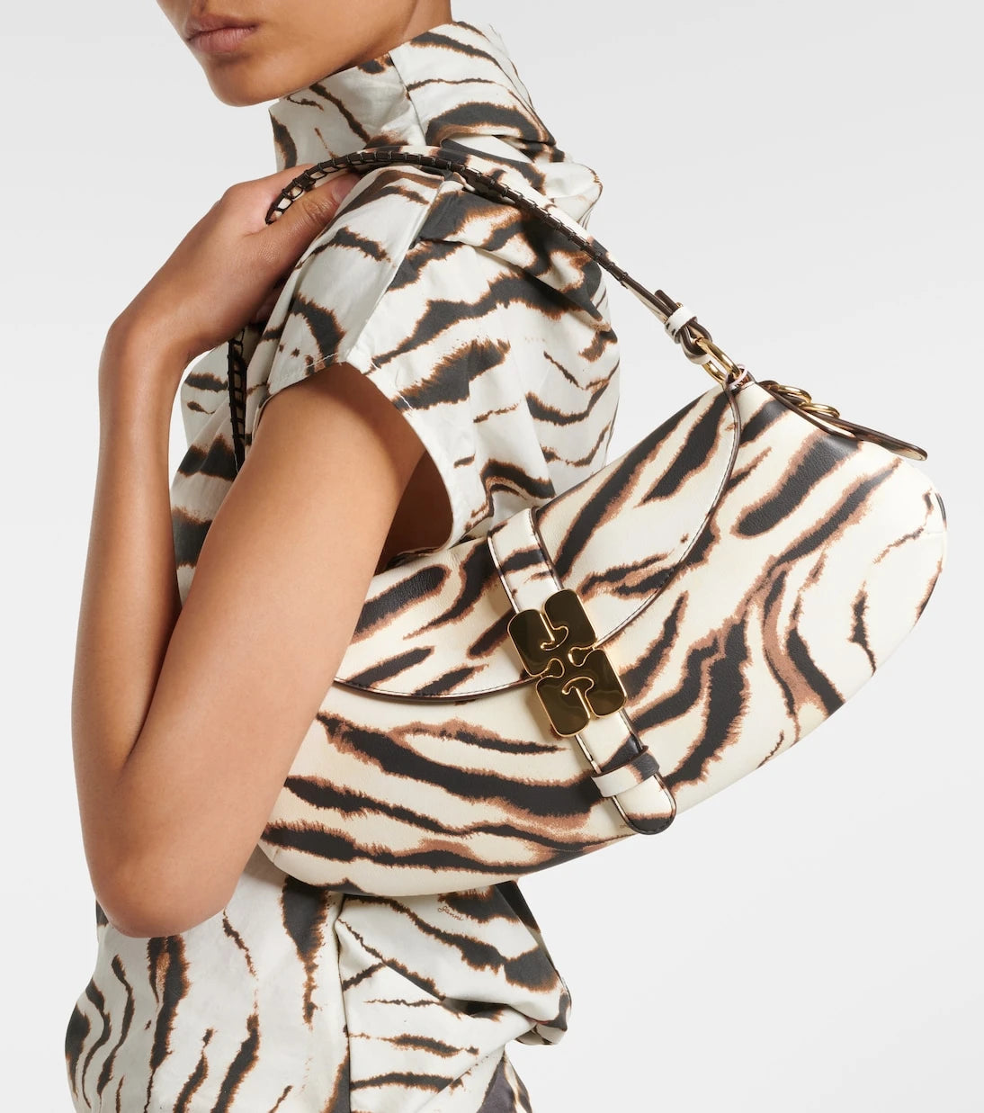 Ganni - B-Kat Small zebra-print shoulder bag