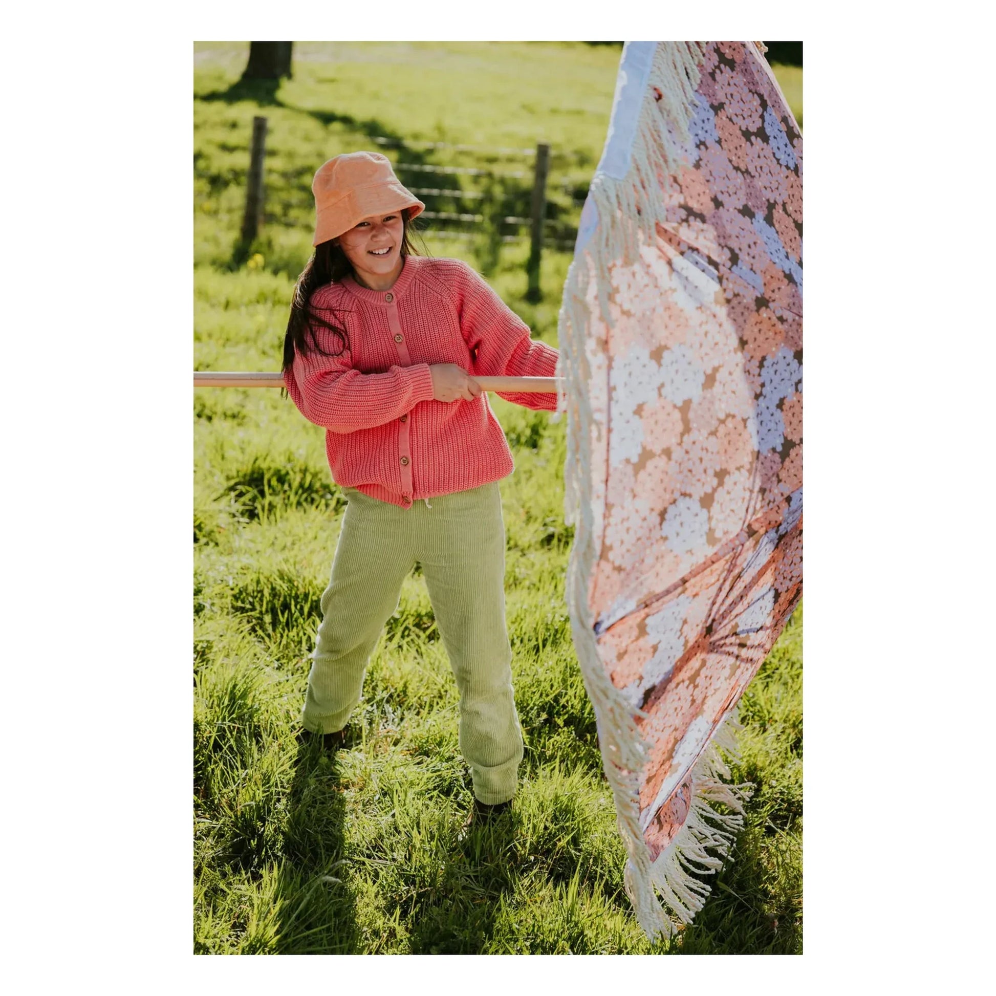 Yuki - Organic Cotton Raglan Cardigan | Blush