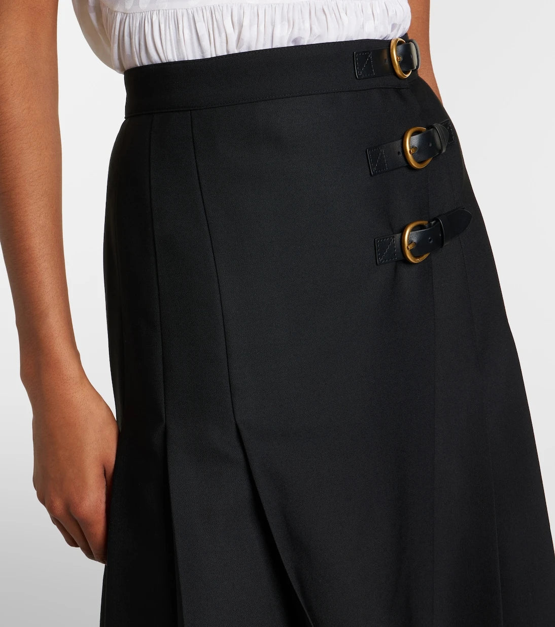 Chloé - Pleated virgin wool midi skirt