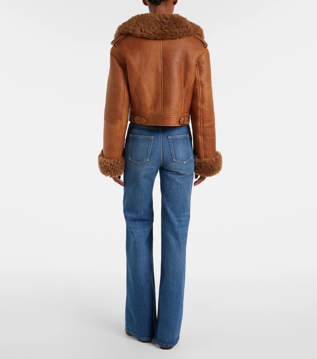 Chloé - Cropped shearling-trimmed leather jacket
