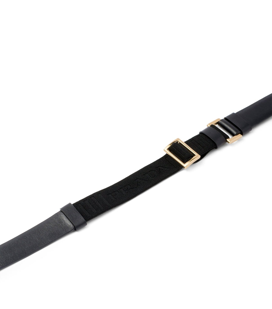 Prada Black Leather Triangle Belt