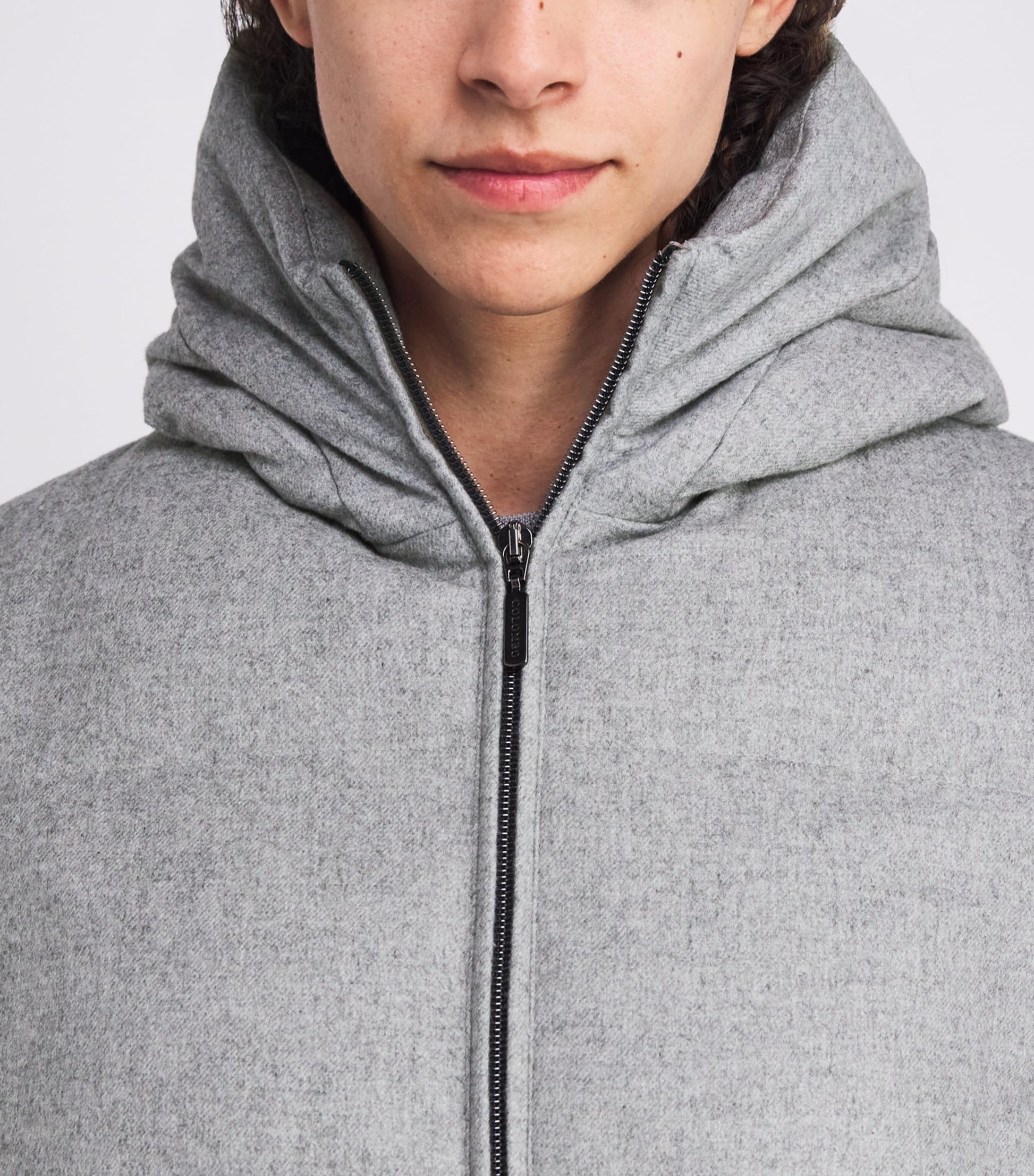 Grey Down-Silk-Cashmere Puffer Coat