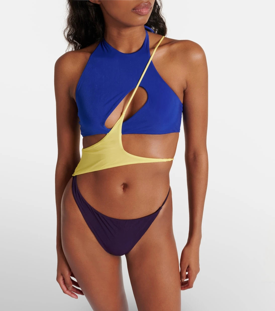 The Attico - Colorblocked cutout swimsuit