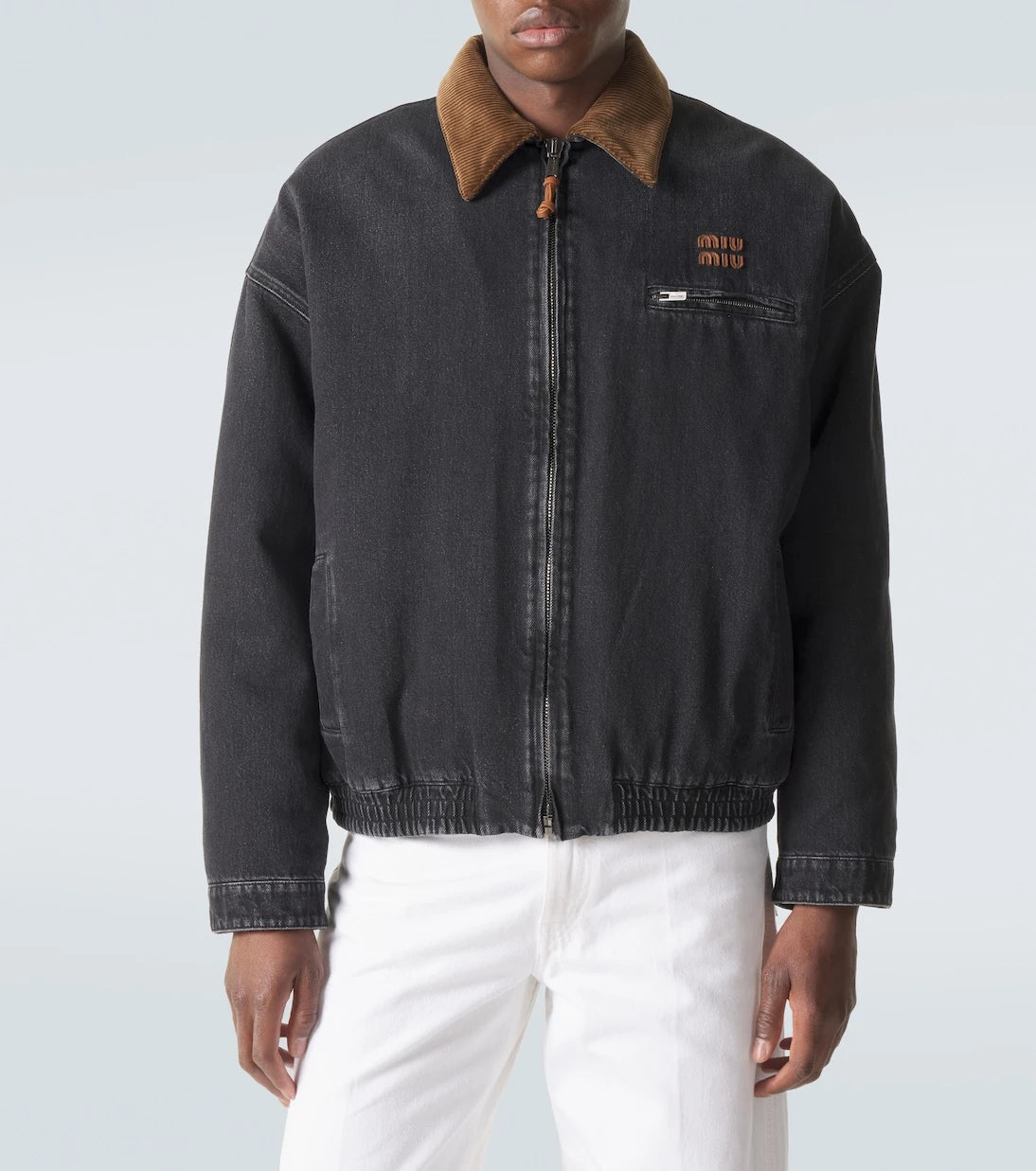 Miu Miu - Corduroy-trimmed denim blouson jacket