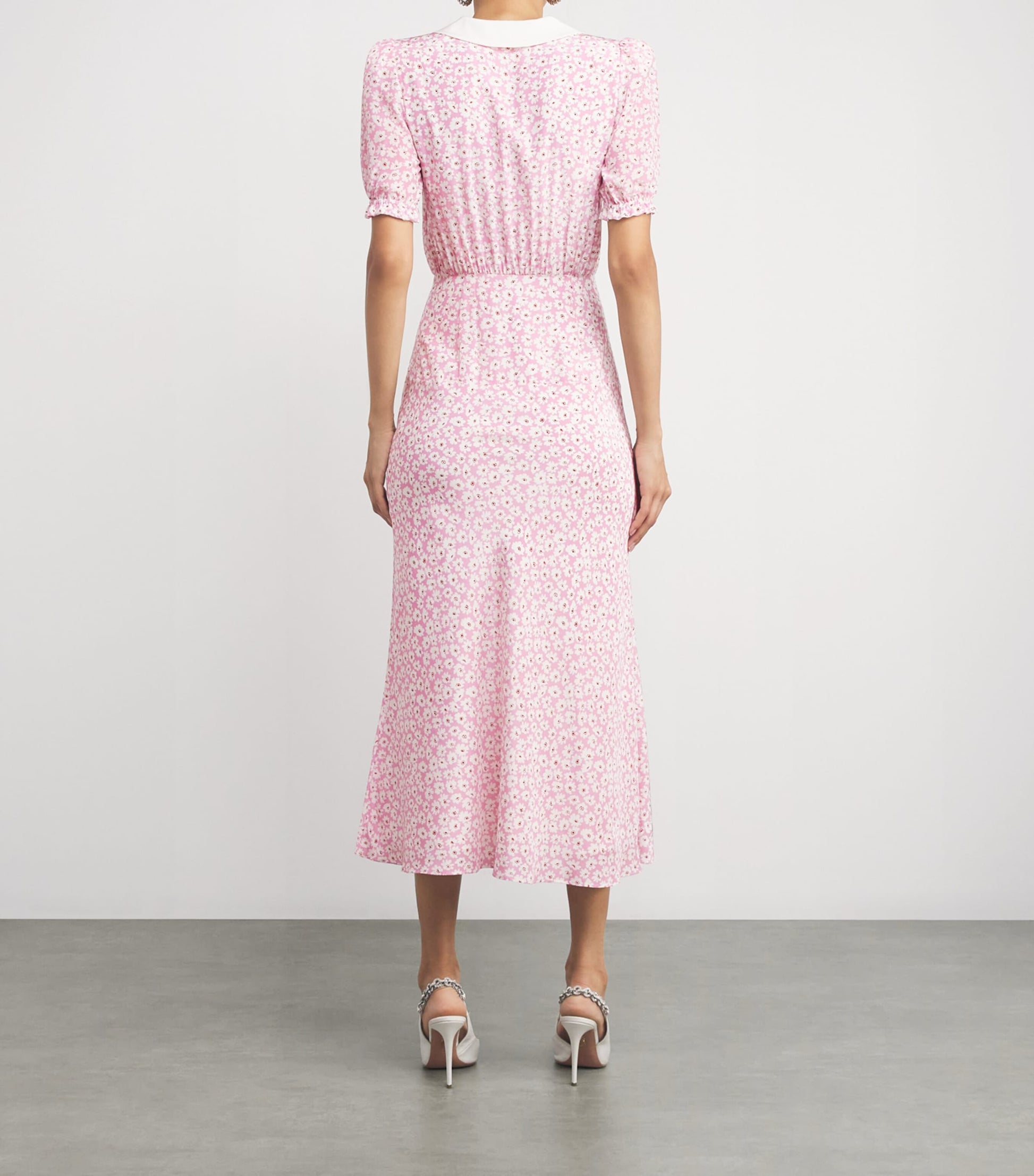 Alessandra Rich Silk Floral Pleated Midi Dress