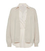 Brunello Cucinelli Beige Cashmere Removable-Blouse Cardigan