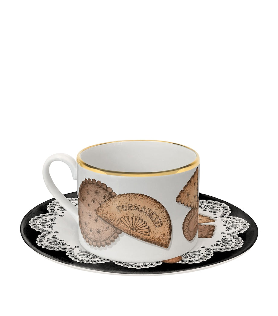 175 Anniversary Edition Set of 6 Porcelain Biscotti Teacups and Saucers