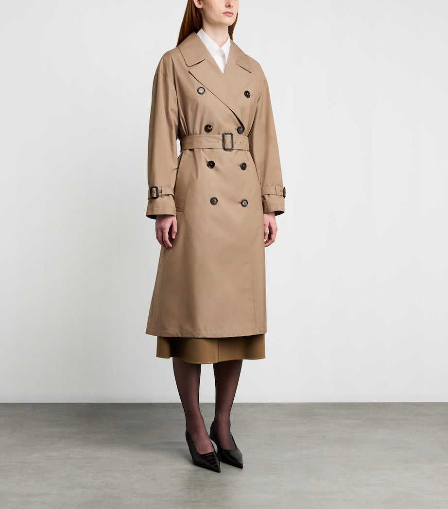 Max Mara Beige Water-Repellent Cotton Twill Trench Coat