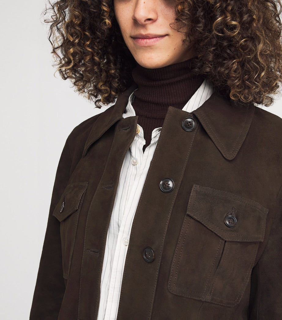 PAIGE Brown Suede Feyd Leather Jacket
