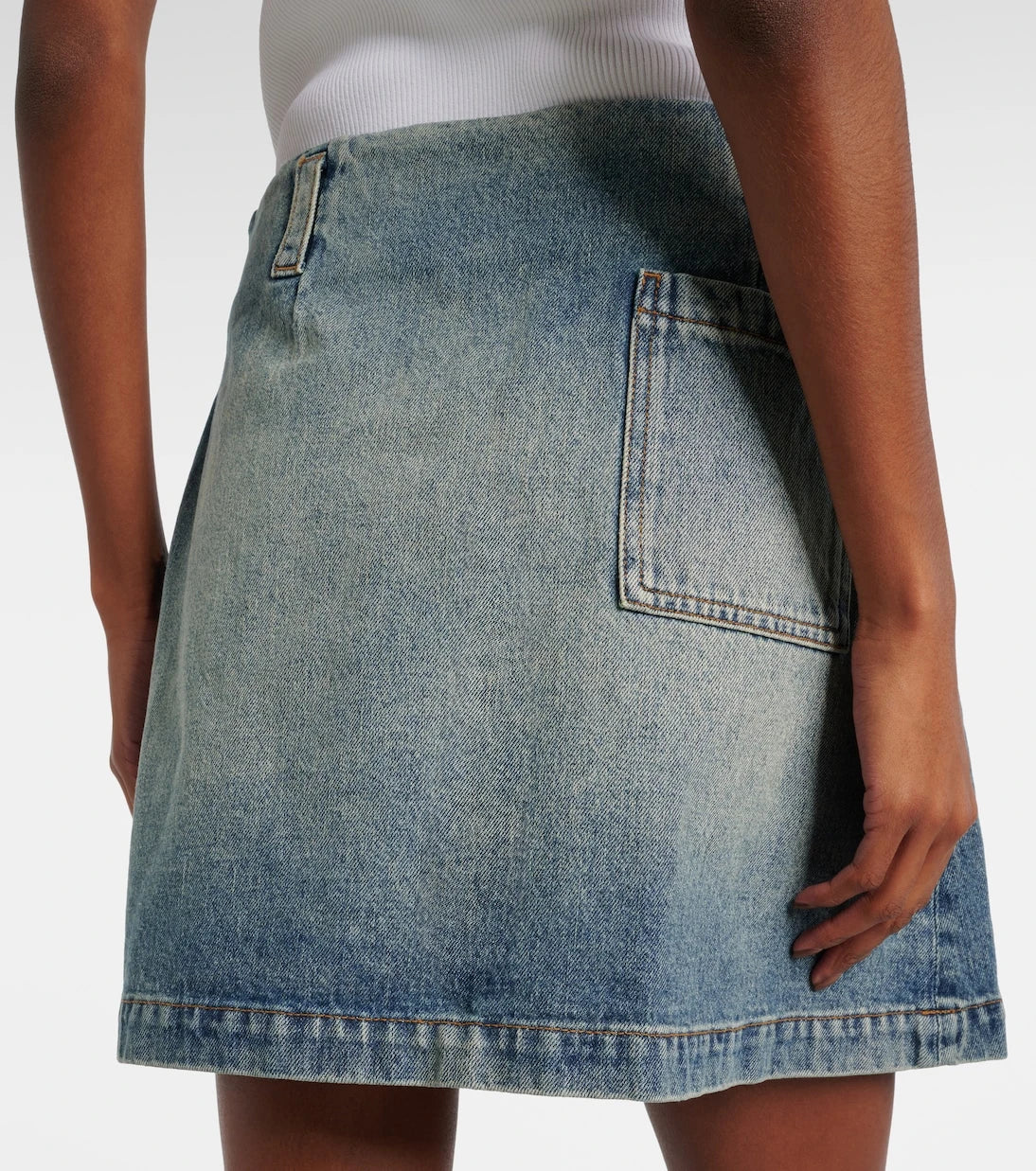 Loewe - Pleated denim miniskirt