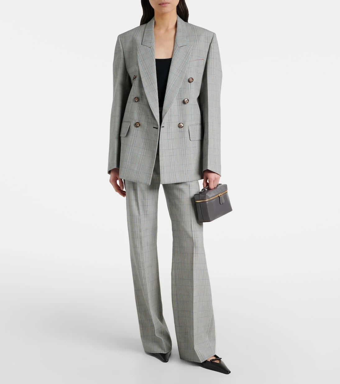 Victoria Beckham - Checked virgin wool straight pants