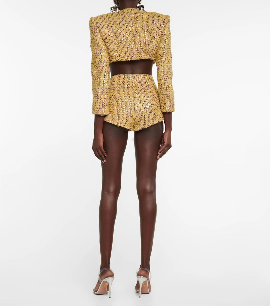 Area - Crystal-embellished tweed shorts