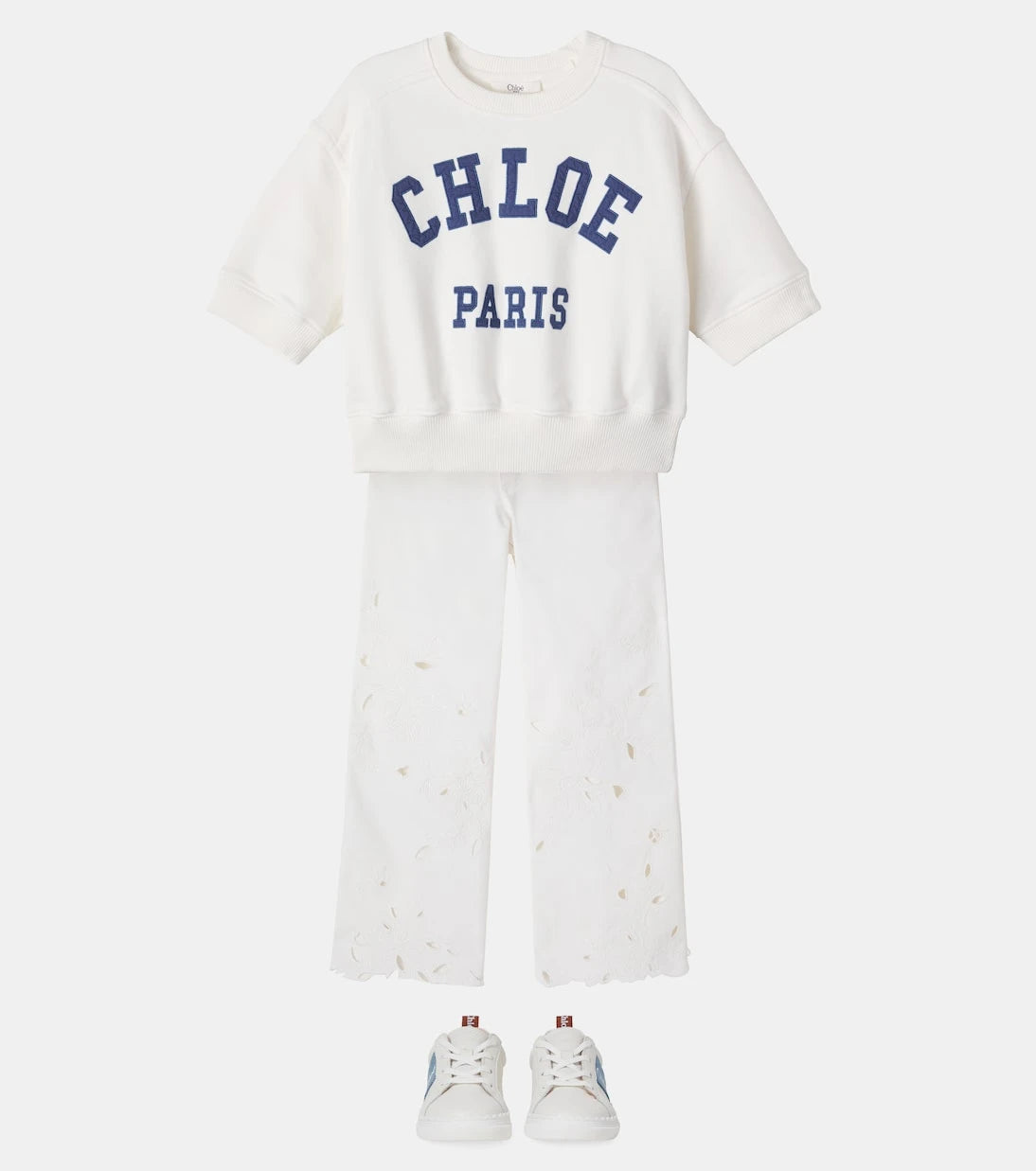 Chloé Kids - سويت شيرت من القطن جيرسي بشعار الماركة