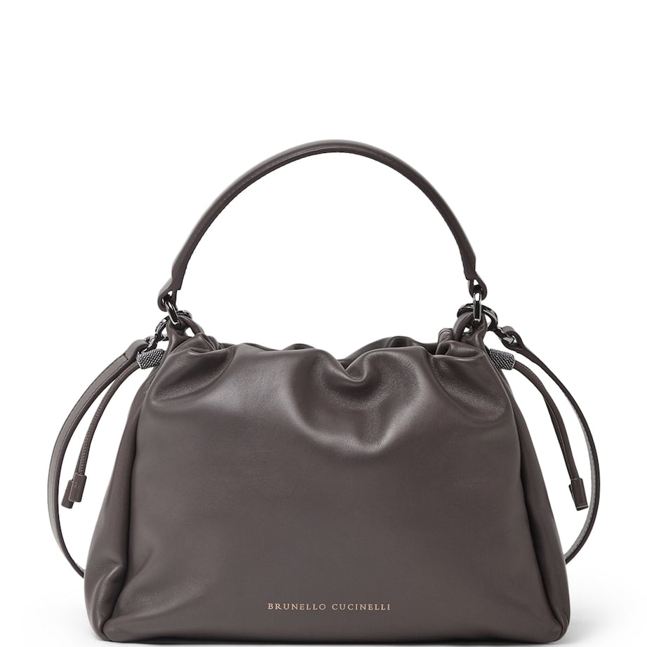 Brunello Cucinelli Brown Small Leather Mellow Bucket Bag