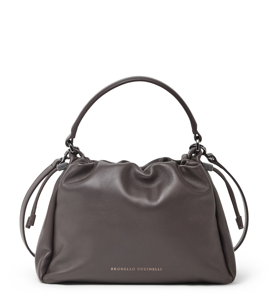 Brunello Cucinelli Brown Small Leather Mellow Bucket Bag