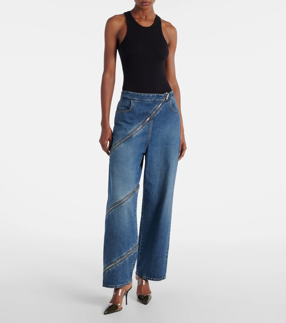 Alaïa - Cœur 90 patent leather-trimmed mules