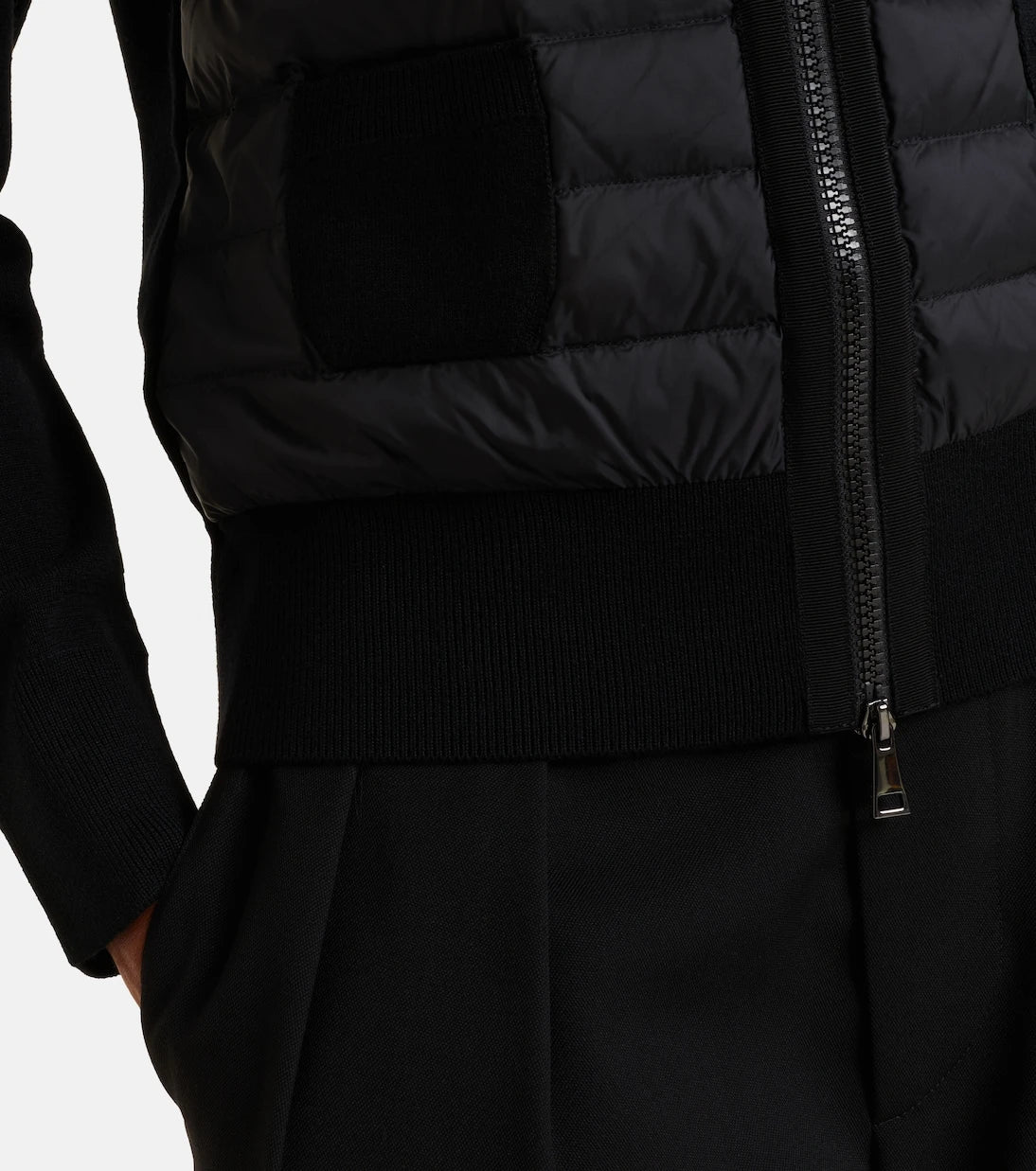 Moncler - Tricot down-paneled virgin wool cardigan