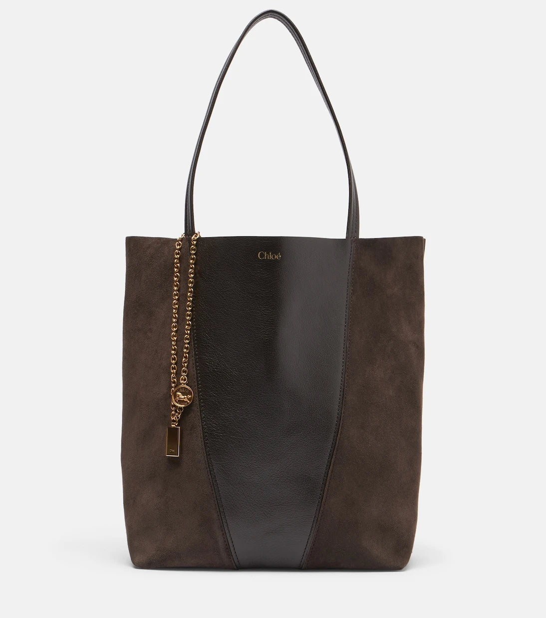 Chloé - Chloé Spin leather and suede tote bag