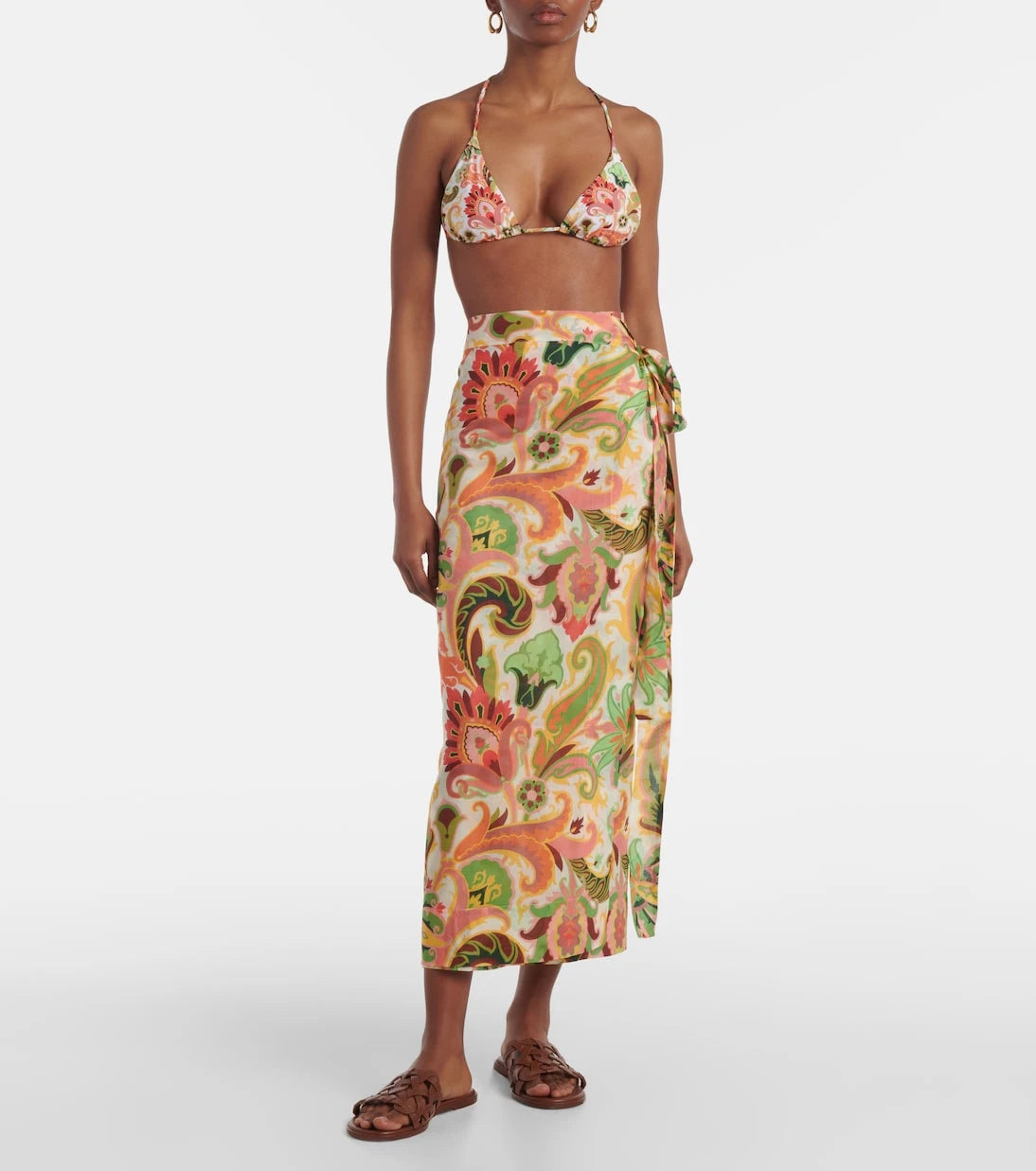 Etro - Floral cotton and silk beach cover-up
