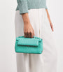 Analeena Blue Ostrich Leather Top-Handle Bag