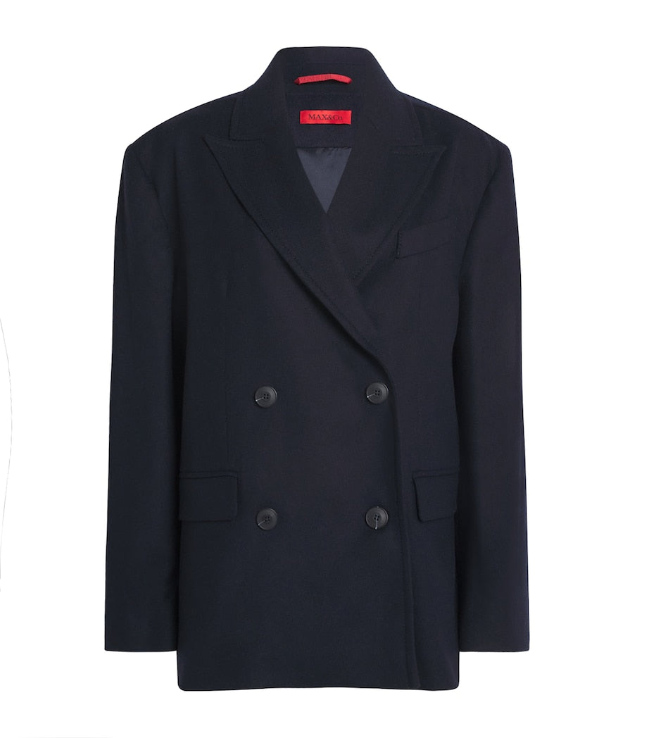 MAX&Co. Blue Wool-Blend Double-Breasted Pea Coat