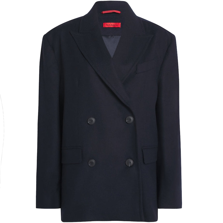 MAX&Co. Blue Wool-Blend Double-Breasted Pea Coat