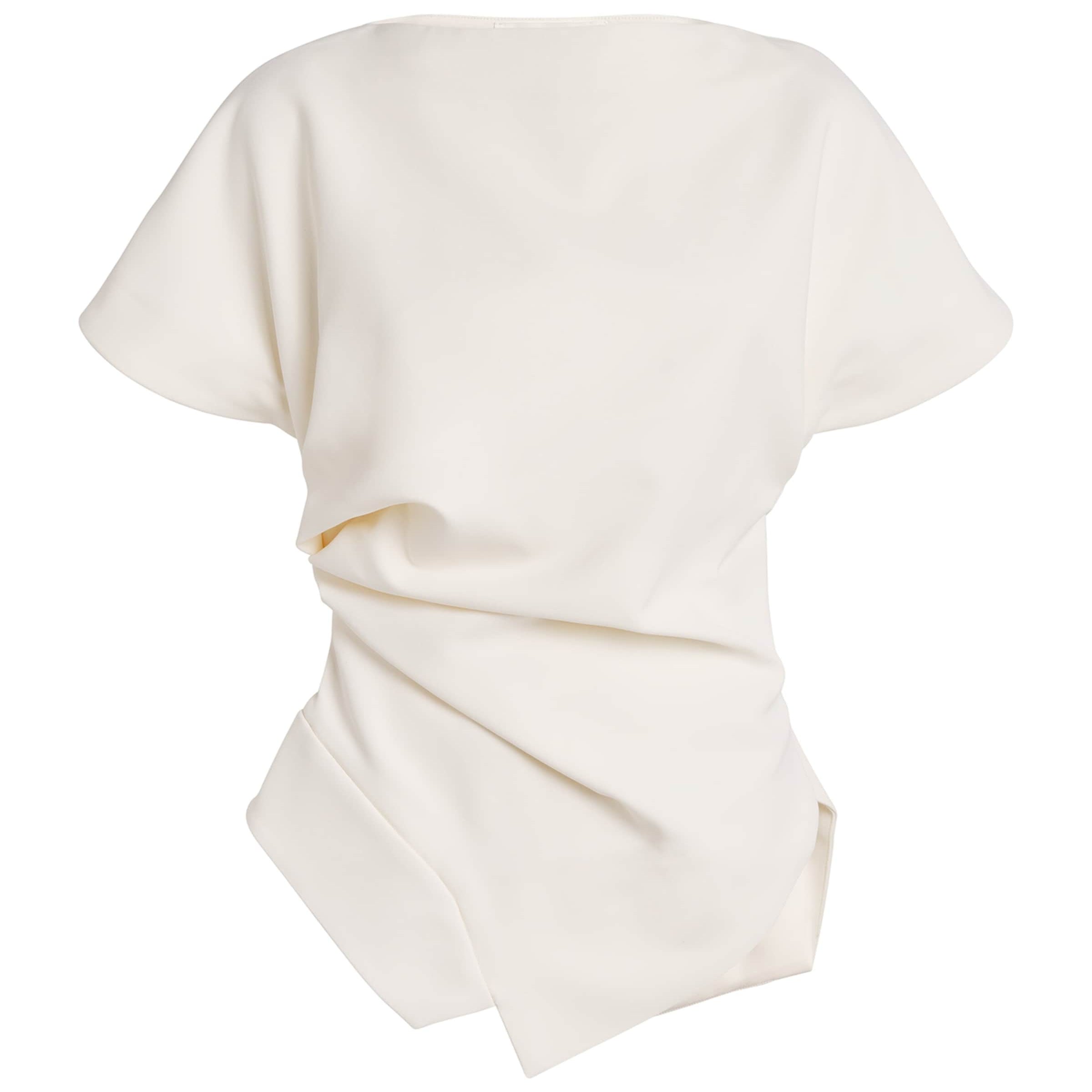 Róhe White Draped Short-Sleeve Top
