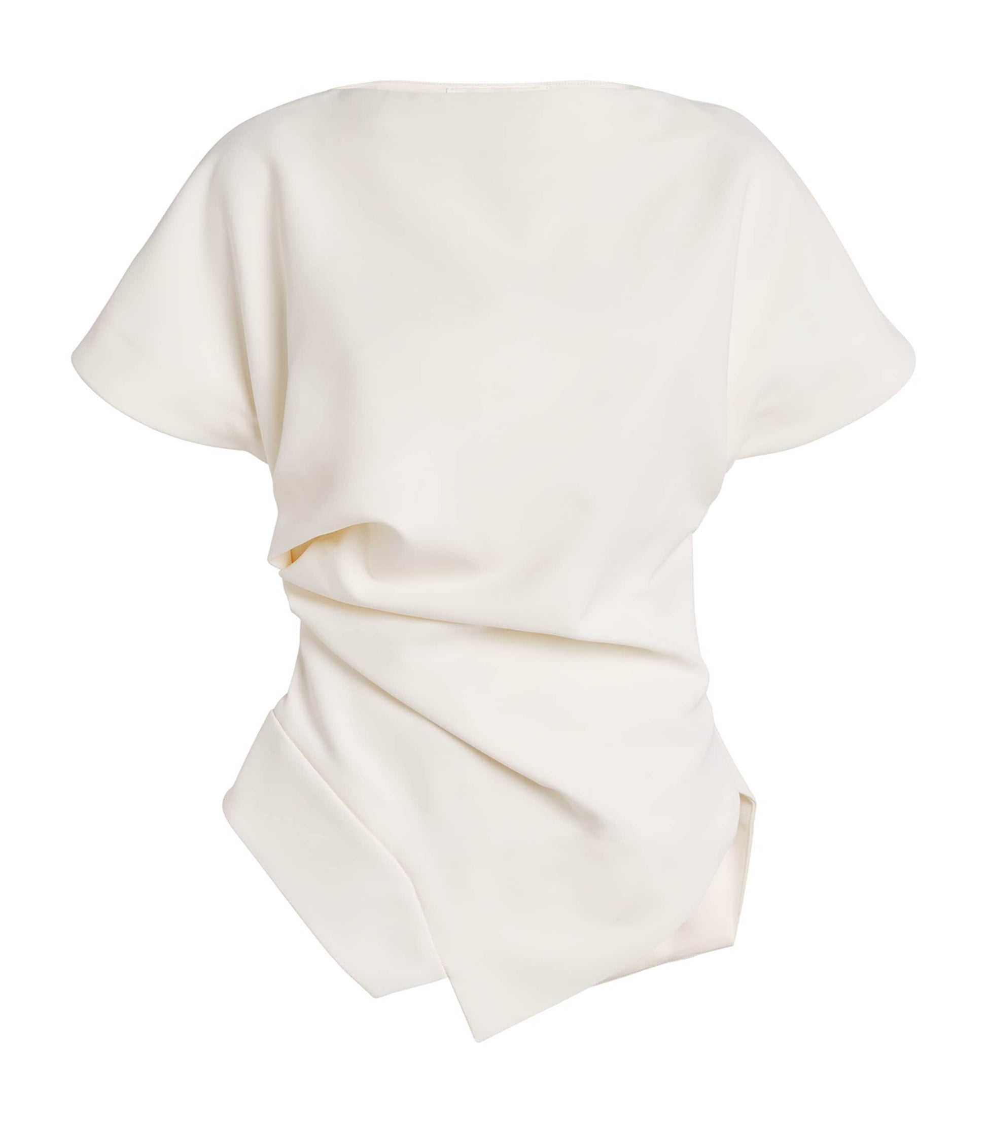Róhe White Draped Short-Sleeve Top