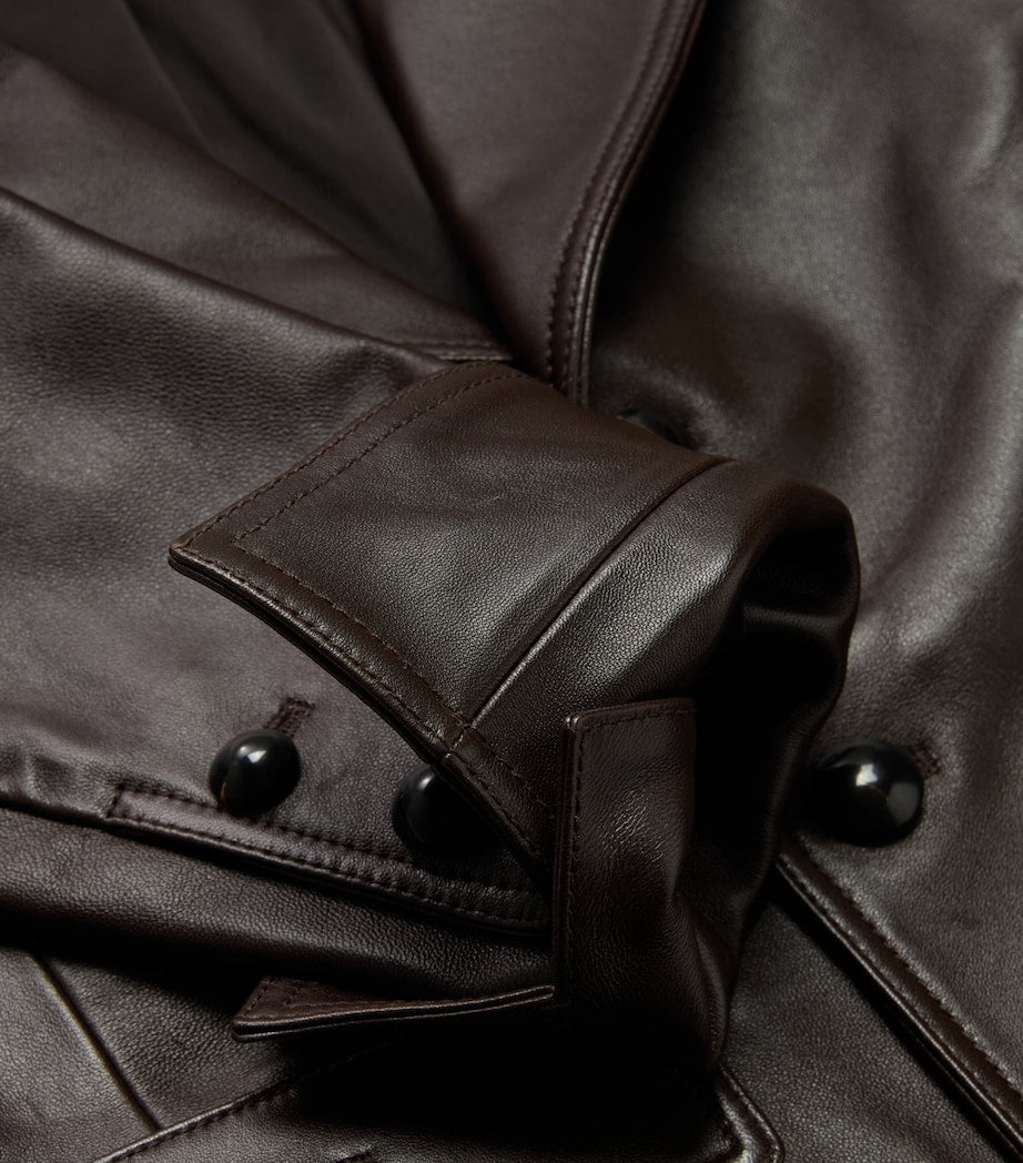 FRAME Brown The Leather Cuffed Jacket