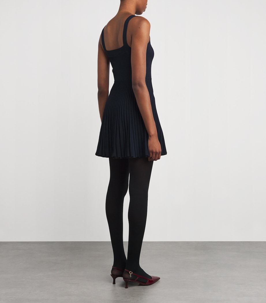 Sandro Paris Blue Rib-Knit Mini Dress