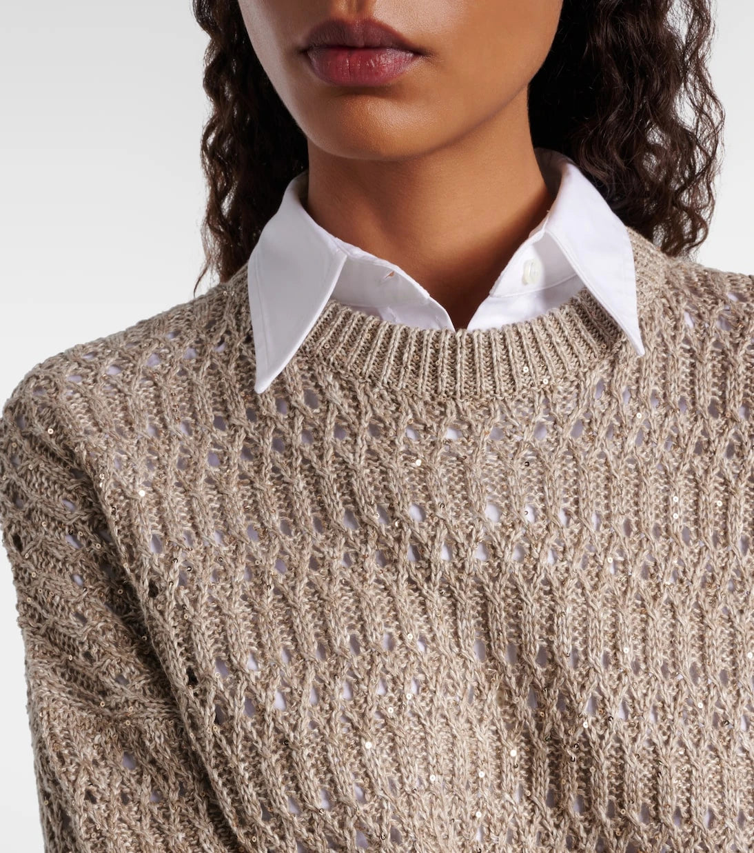Brunello Cucinelli - Sequined linen-blend sweater