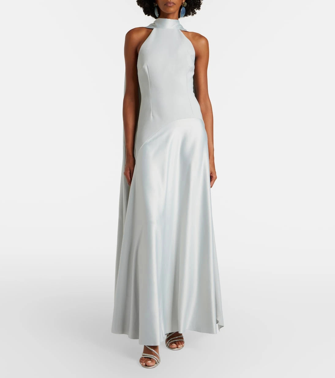 Solace London - Cece halterneck crêpe and satin gown