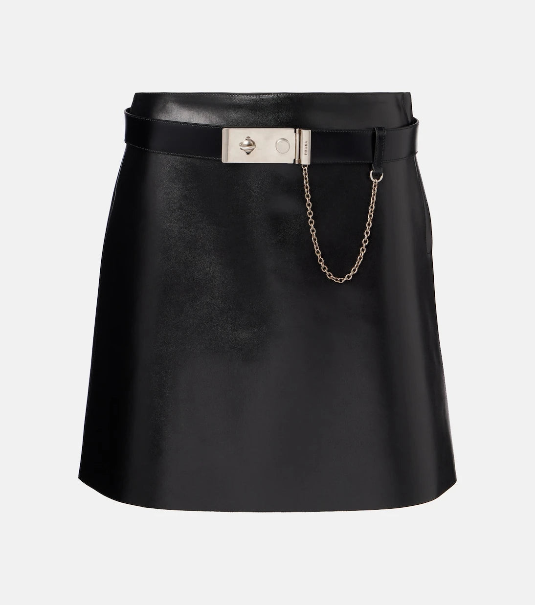 Prada - Belted leather mini skirt