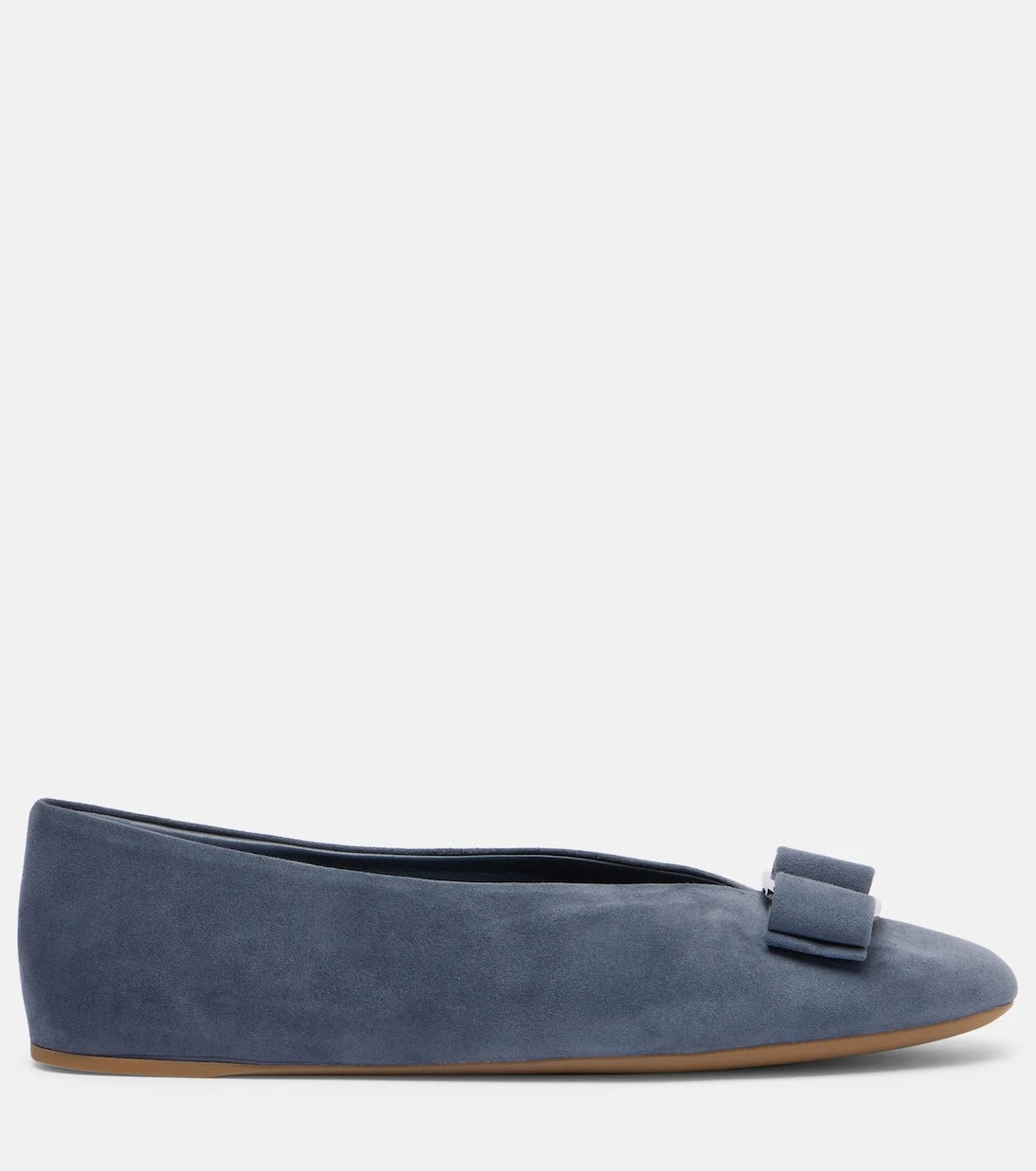 Ferragamo - Vanna bow-detail suede ballet flats