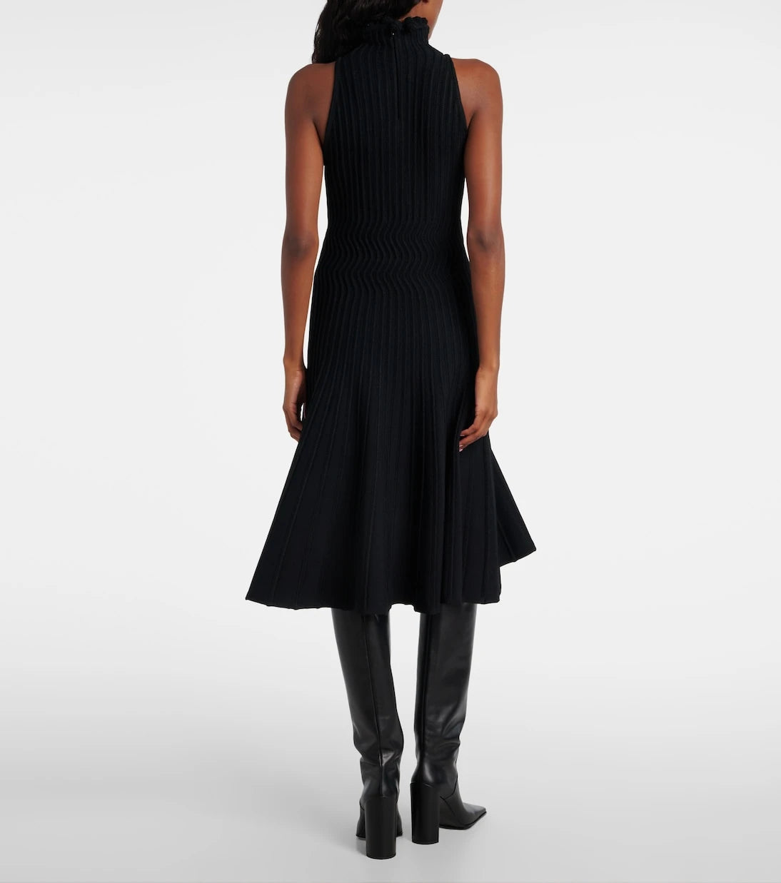 Alaïa - Ribbed-knit turtleneck midi dress