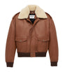 Saint Laurent Brown Shearling Collar Leather Jacket