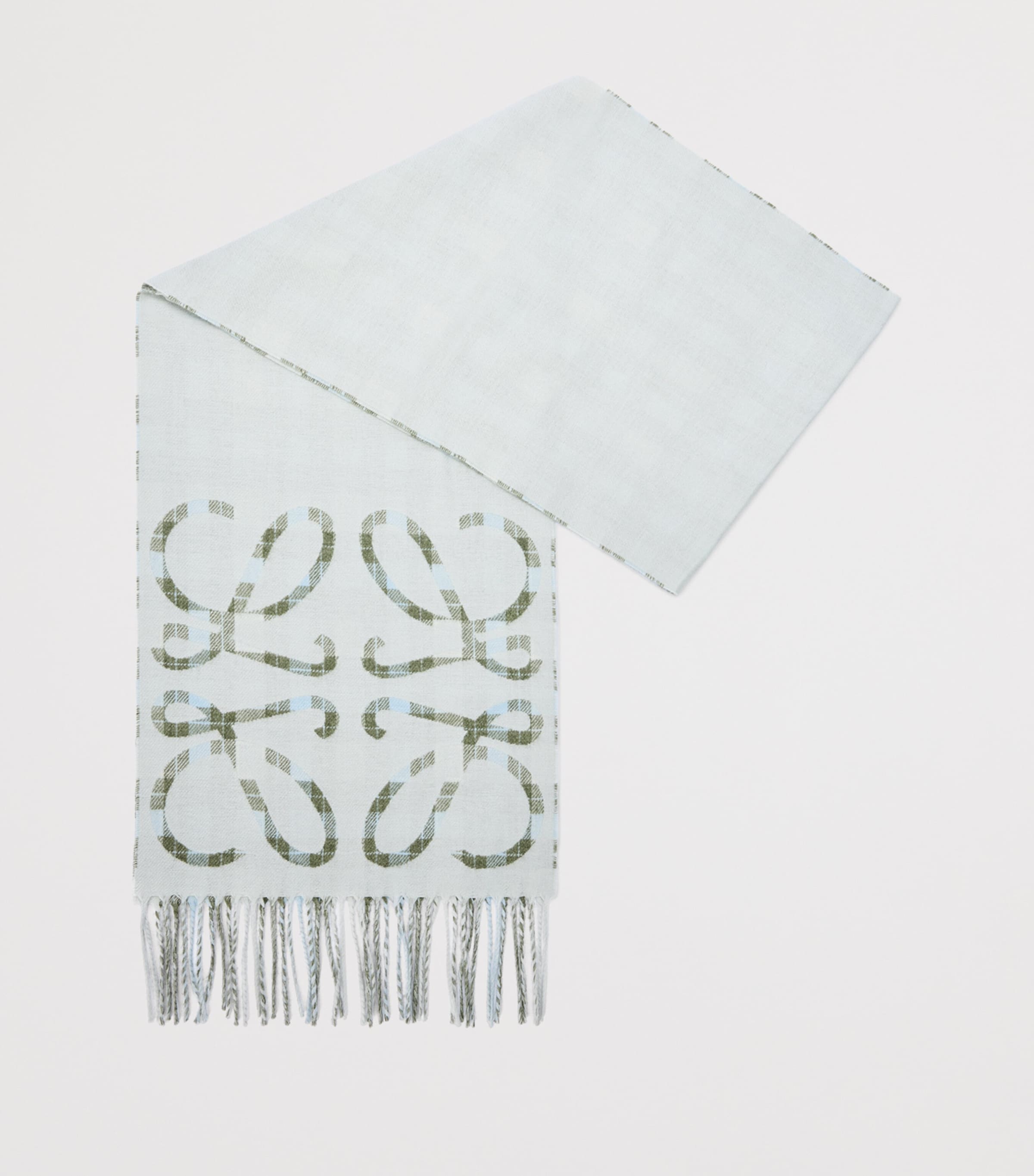 LOEWE Grey Silk-Cashmere Anagram Check Scarf