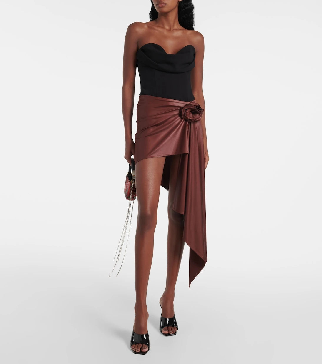 Magda Butrym - Floral-appliqué satin miniskirt