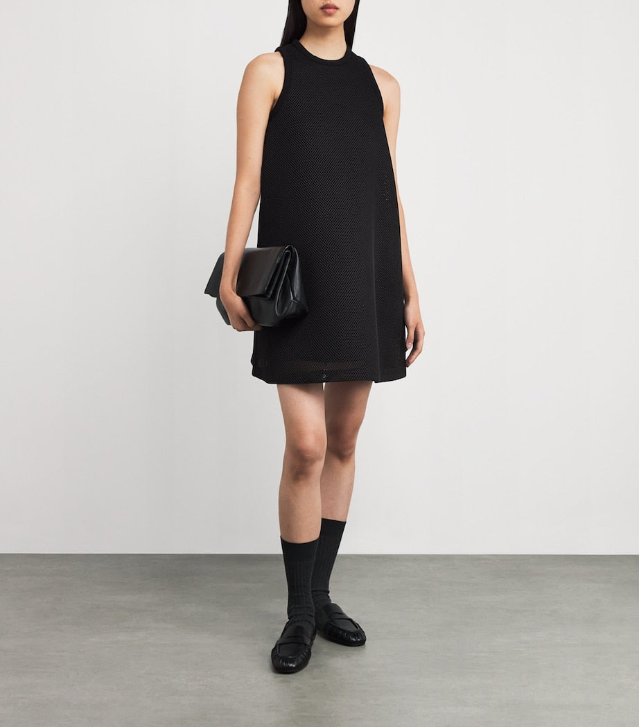 Max Mara Black Mesh Jersey Mini Dress