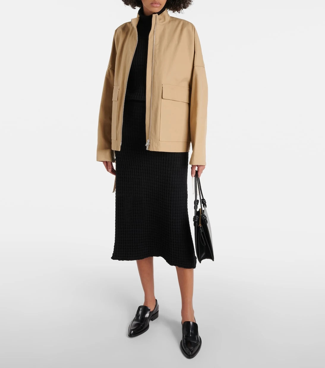 Jil Sander - تنورة متوسطة الطول من القطن البوكليه بقصة على شكل حرف A