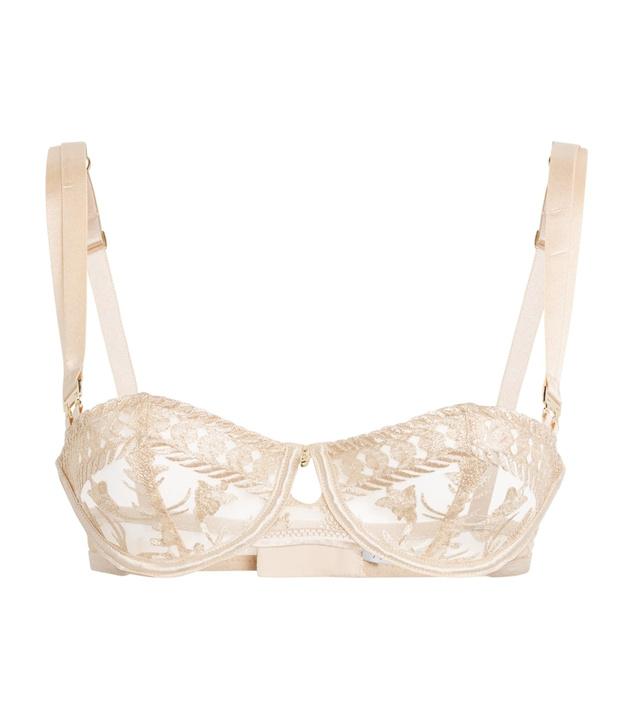 Aubade Beige Embroidered Magnetic Spell Half-Cup Bra