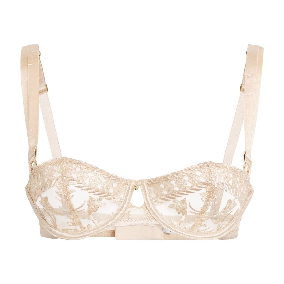 Aubade Beige Embroidered Magnetic Spell Half-Cup Bra