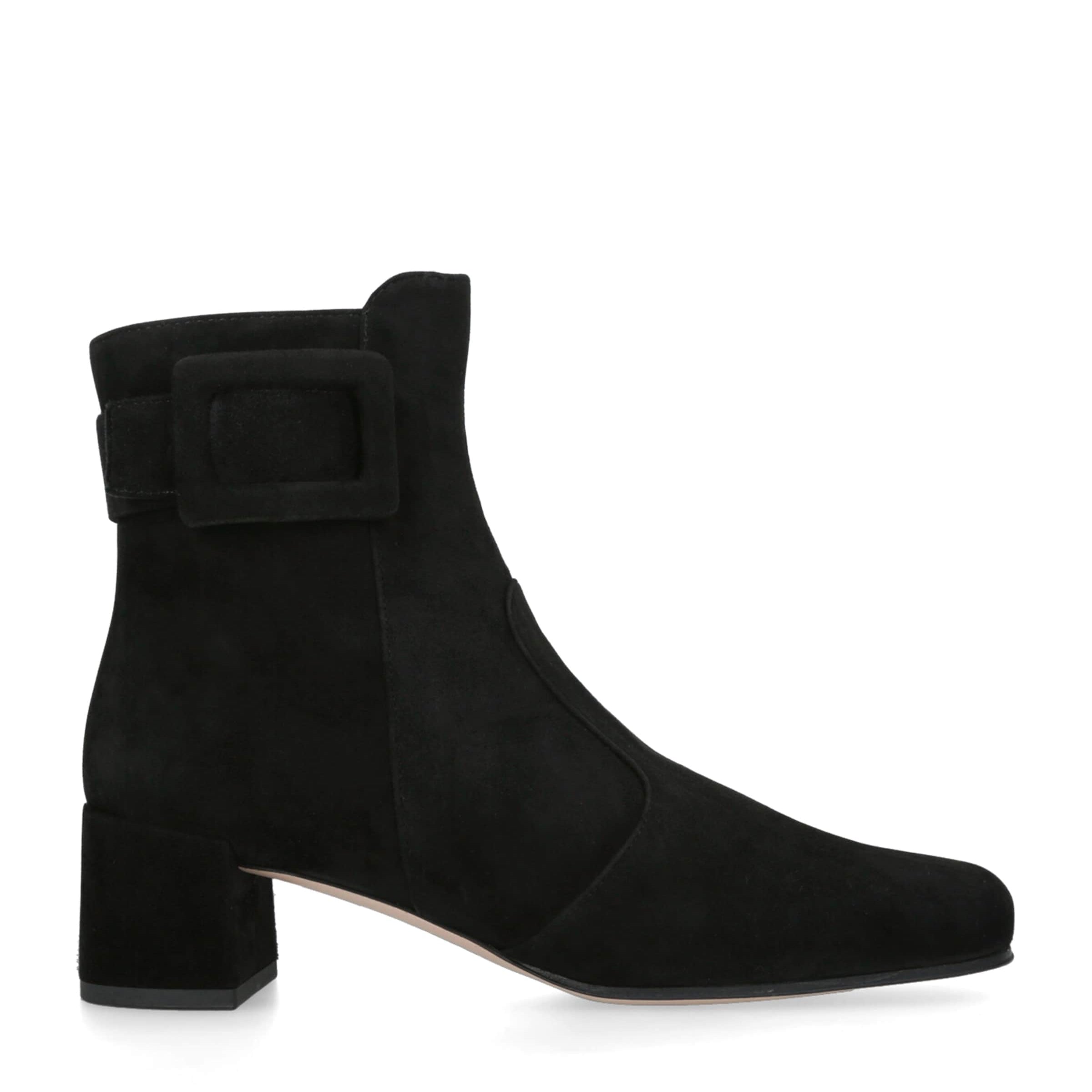 Roger Vivier Black Suede Très Vivier Polly Ankle Boots 45