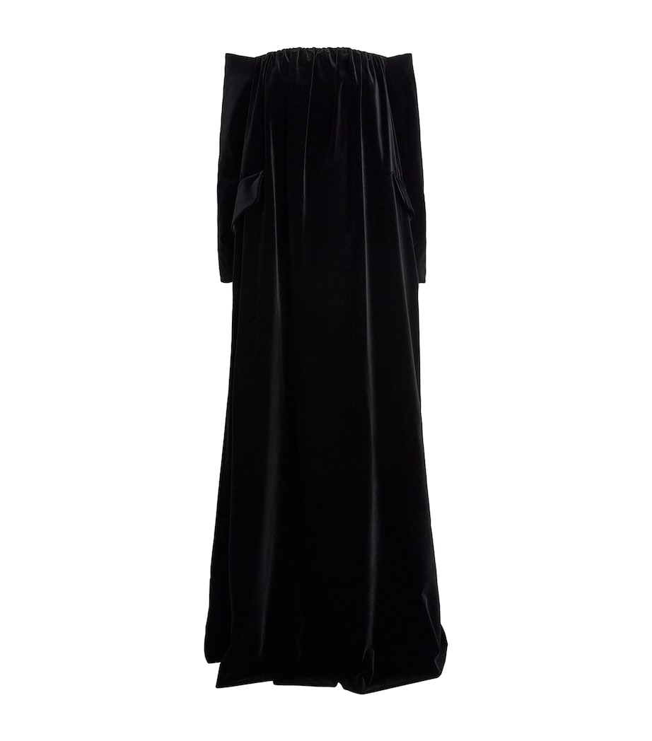 Velvet Off-The-Shoulder Gown BLACK