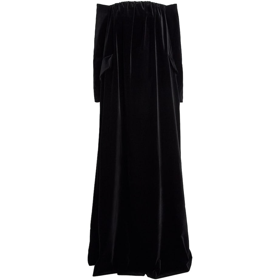 Velvet Off-The-Shoulder Gown BLACK