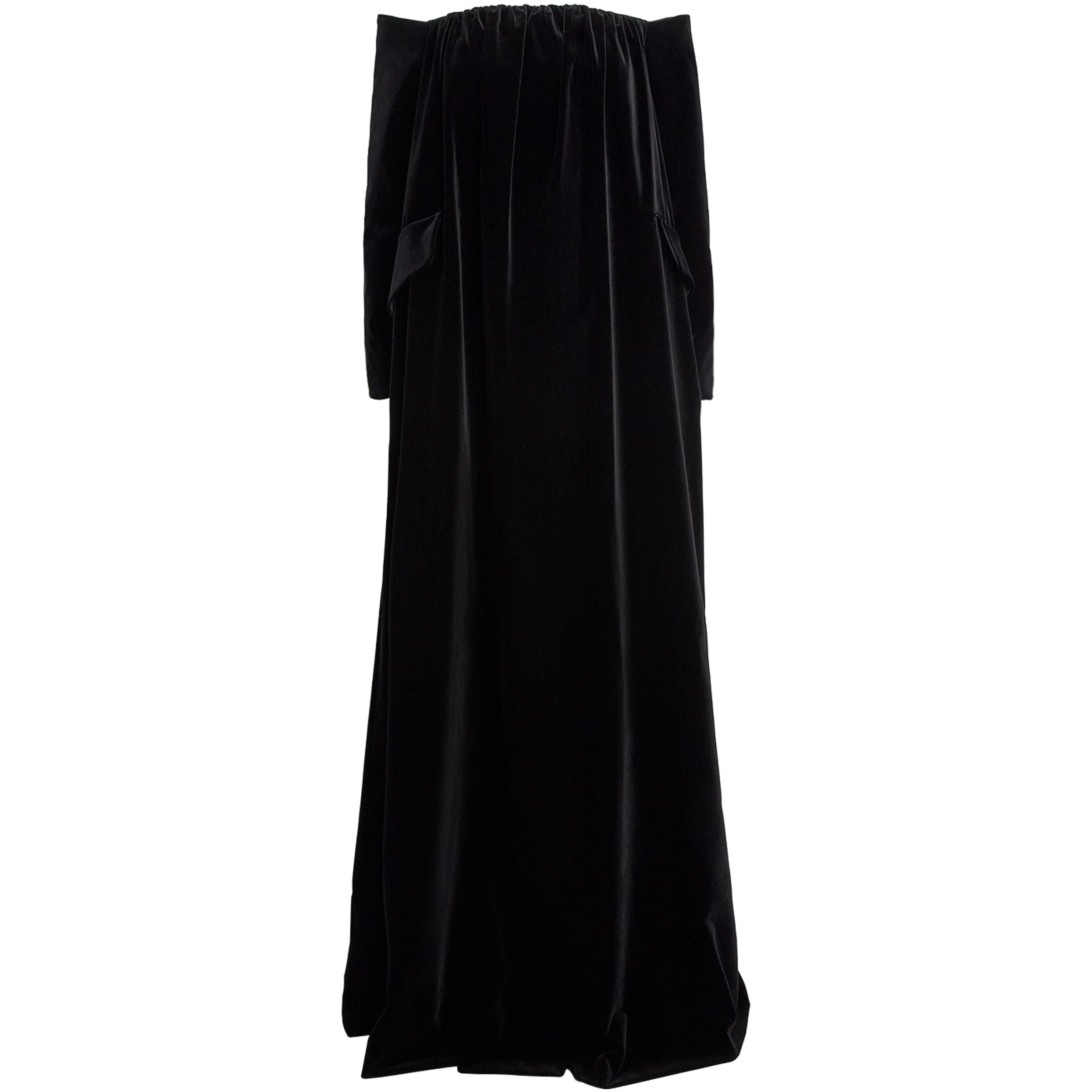 Max Mara Black Velvet Off-The-Shoulder Gown