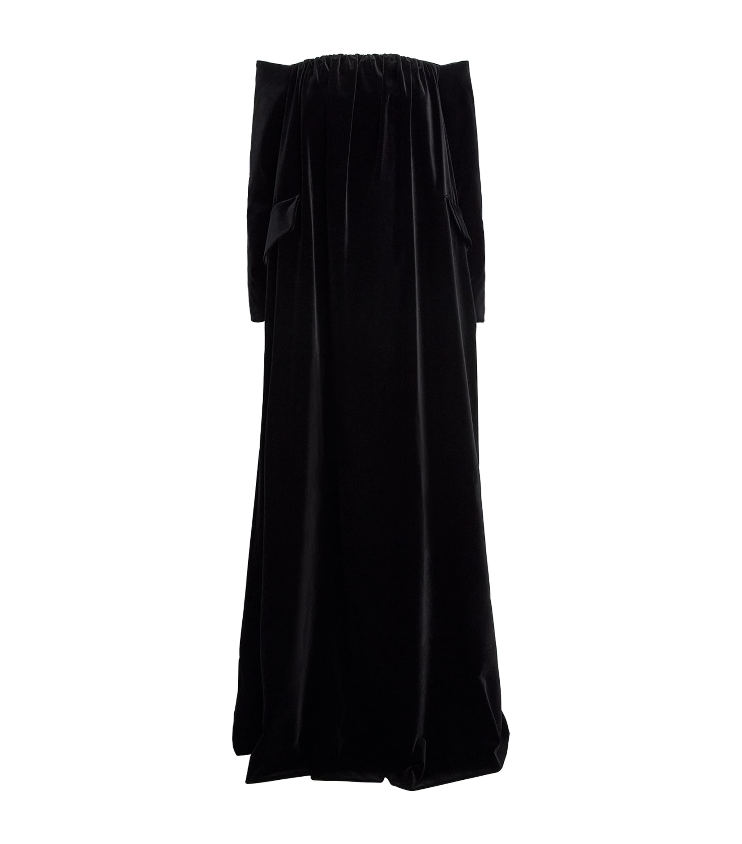 Max Mara Black Velvet Off-The-Shoulder Gown